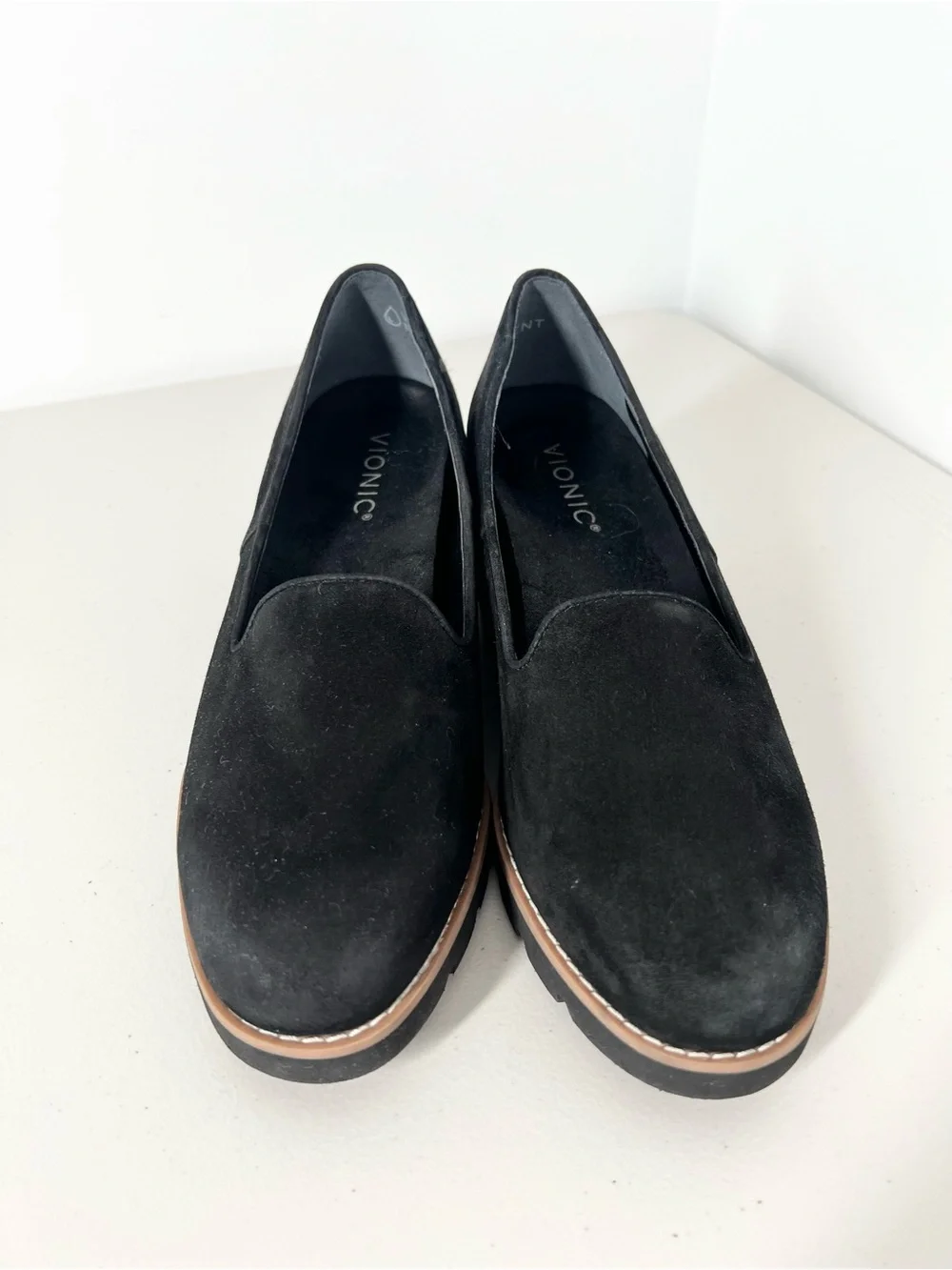 Vionic Willa Wedge Water Repellent Black Slip On Loafers 7.5